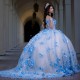 Lace Appliques Quinceanera Dresses Ball Gown Off Shoulder Puffy Sweet 16 Dress 3D Flowers Beading Celebrity Party Gown