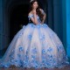 Lace Appliques Quinceanera Dresses Ball Gown Off Shoulder Puffy Sweet 16 Dress 3D Flowers Beading Celebrity Party Gown