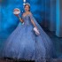 Light Blue Glitter Crystal Beading Ball Gown Quinceanera Dresses With Cape Off The Shoulder Appliques Corset Vestidos De 15 Anos