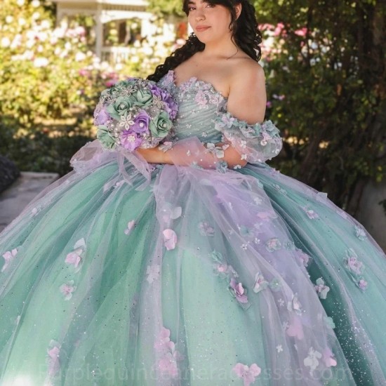 Light Green Shiny Princess Quinceanera Dresses Ball Gown 2024 Sweet 16 Dress Beads Appliques Lace Flower Birthday 15th Party