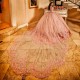 Long Sleeve Pink Ball Gown Quinceanera Dresses Off The Shoulder Appliques Lace Corset Sweet 16 Vestido De 15 Anos