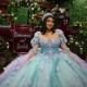 Long Sleeves Light Green Quinceanrea Dresses Pink Tulle 2023 Elegant Flowers Ball Gown Prom Dress Sweet 15 16 Princess