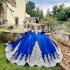 Luxury Blue Quinceanera Dress 2024 Princess Prom Ball Gown Sweet 16 XV Years Old Miss Birthday Dress Long Train Pageant Mexican