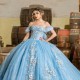 Luxury Blue Quinceanera Dresses 2024 Sweetheart Off Shoulder Long Train Princess Ribbon Puffy Skirt Girls Sweet 15 16 Birthday