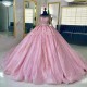 Luxury Pink Quinceanera Dresses For Sweet 16 Girls Beads Sequined Birthday Party Evening Dresse Vestidos De 15 Quinceanera