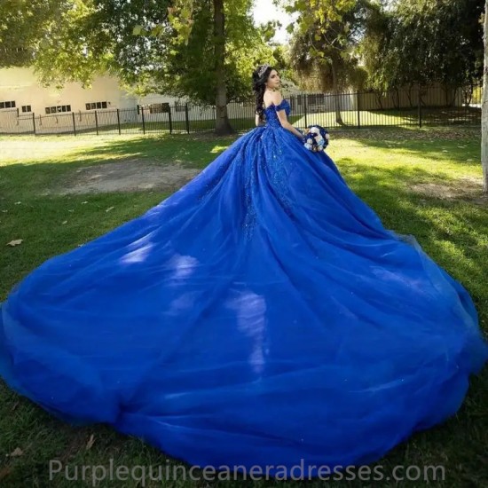 Luxury Royal Blue Ball Gown Party Dress 2024 Beading Sweetheart Tulle Quinceanera Dress Princess Sweet 16 Vestido De XV Anos