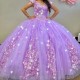 Luxury Sequins Lavender Quinceanera Dresses Vestidos De 15 Anos Off Shoulder Applique Lace Beading Formal Princess Gown