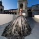 Meninas Black Princess Tulle Ball Gown Quinceanera Dresses De 15 Anos Appliques 3DFlower Ballkleid Vestidos De Debutante