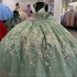 Mexican Vestido De 15 Anos Sage Green Shiny Charro Quinceanera Dresses Lace Appliques Corset Sweet 16 Dress Abiti Da Cerimonia