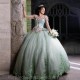 Mint Green Quinceanera Dresses For Sweet 16 Girls Ball Gown Appliques Bow 15 Birthday Party Prom Dress Pageant Miss Gala