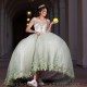 Mint Green Quinceanera Dresses For Sweet 16 Girls Ball Gown Appliques Bow 15 Birthday Party Prom Dress Pageant Miss Gala