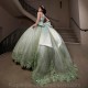 Mint Green Quinceanera Dresses For Sweet 16 Girls Ball Gown Appliques Bow 15 Birthday Party Prom Dress Pageant Miss Gala