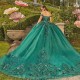 New Arrivals Green Tulle Ball Gown Quinceanera Dresses 2023 Luxury Off Shulder Appliques Beading Sweet 16 Dress Party Gowns