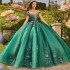 New Arrivals Green Tulle Ball Gown Quinceanera Dresses 2023 Luxury Off Shulder Appliques Beading Sweet 16 Dress Party Gowns