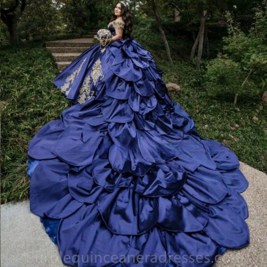 New Blue Quinceanera Dress 2024 Princess Prom Ball Gown Sweet 16 XV Years Old Miss Birthday Dress Long Train Pageant Mexican