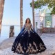 New Navy Blue Quinceanera Dresses Ball Gowns Appliques Velvet Birthday Party Evening Dress Vestidos De 15 Quinceañera