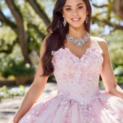 New Pink Quinceanera Dress 3D Appliques Beading Sweetheart Handmade Flower With Cape Ball Gowns Vestidos De 15 Años 2024