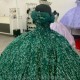 Off Shoulder Emerald Green Quinceanera Dress Lace Applique Beads Sweet 16 Robe De Soirée Vestidos De 15 Anos