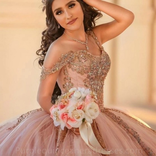 Off Shoulder Pink Quinceanera Dresses 2024 Sweetheart Princess Sweet 15 16 Years Old Birthday Prom Party Gown Backless Gala Gift