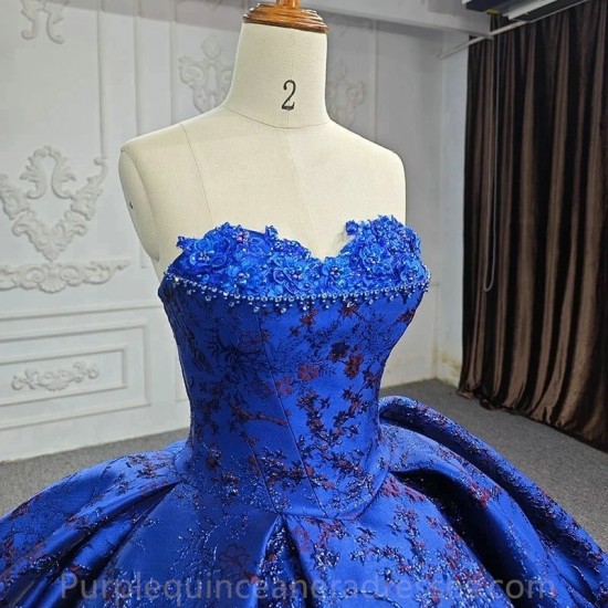 Off The Shoulder Blue Shiny Ball Gown Quinceanera Dress Appliques Lace Beads Birthday Party Gowns Prom Dresses Vestido De 15 Anos