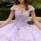 Off The Shoulder Lilac Quinceanera Dresses Tulle 3D Flower Beading Pageant Lace Up Vestidos De 15 Años Princess Ball