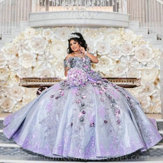 Off The Shoulder Lilac Purple Ball Gown Quinceanera Dress Appliques Birthday Party Gowns Beaded Prom Dresses Vestido De 15 Anos