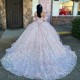 Pink Feathers Quinceanera Dresses With Detached Sleeves Ball Gown Birthday Party Dress Lace Up Graduation Gown Vestido De 15