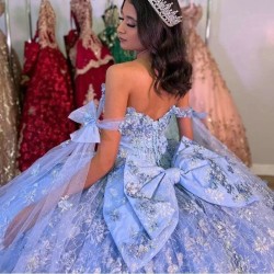 Princess Lilac Quinceanera Dress 2024 Ball Gown Lace Applique Sequins Beaded Bow Sweet 16 Vestidos De XV Anos