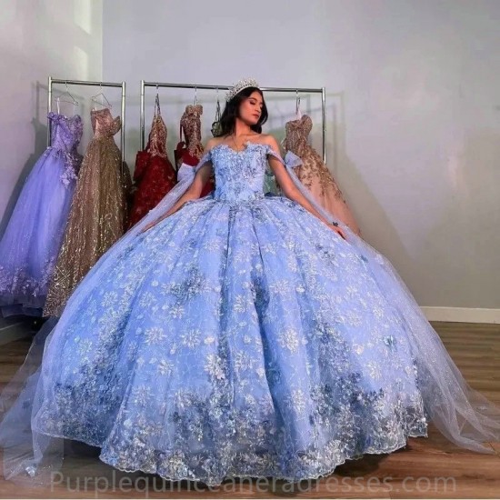 Princess Lilac Quinceanera Dress 2024 Ball Gown Lace Applique Sequins Beaded Bow Sweet 16 Vestidos De XV Anos