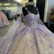 Princess Lilac Quinceanera Dress With Cape Applique Beading Corset Sweet 15 16 Dress Vestidos De XV Anos