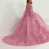 Princess Pink Quinceanera Dresses Spaghetti With Cap Lace Sequins Appliques Ball Gown Beading Vestido De 15 Anos