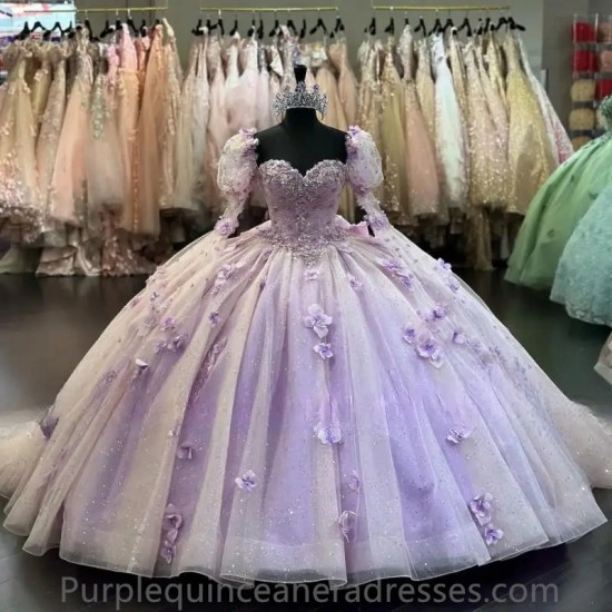 Princess Purple Quinceanera Dresses Ball Gowns 3D Flowers Sweetheart Birthday Party Prom Dress Vestidos De 15 Quinceañeras