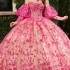 Puff Sleeve Hot PInk Removable Quinceanera Dress 2024 Lace up Vestidos De 15 Quinceañera Sweet 15 Dresses Floral Evening Party