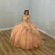 Puffy Skirt Champagne Gold Quinceanera Dress 2024 Princess Sweet 15 16 Years Old Birthday Party Gown Gift Long Formal Pageant