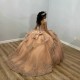 Puffy Skirt Champagne Gold Quinceanera Dress 2024 Princess Sweet 15 16 Years Old Birthday Party Gown Gift Long Formal Pageant