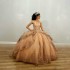 Puffy Skirt Champagne Gold Quinceanera Dress 2024 Princess Sweet 15 16 Years Old Birthday Party Gown Gift Long Formal Pageant