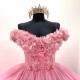 Quinceanera Dresses Ball Gown Flower Vestidos De 15 Años Pink Sweetheart pearls Evening Party Dress