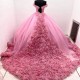 Quinceanera Dresses Ball Gown Flower Vestidos De 15 Años Pink Sweetheart pearls Evening Party Dress