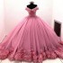 Quinceanera Dresses Ball Gown Flower Vestidos De 15 Años Pink Sweetheart pearls Evening Party Dress