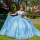 Sequins Blue Glittering Sexy Sweetheart Quinceanera Dresses Off Shoulder Beading Vestidos De 15 Anos Ball Gown 2024 Women