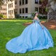 Sequins Blue Glittering Sexy Sweetheart Quinceanera Dresses Off Shoulder Beading Vestidos De 15 Anos Ball Gown 2024 Women