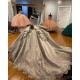 Satin Silver Quinceanera Dresses Beading Sequined Appliques Sweetheart Luxury Sweet Princess Ball Gown Vestidos De 15 Años