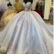 Sleeveless Light Blue Crystal Beading Quinceanera Dresses Ball Gown Illusion Pink Appliques Lace Corset Vestidos De 15 Años