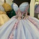 Sleeveless Light Blue Crystal Beading Quinceanera Dresses Ball Gown Illusion Pink Appliques Lace Corset Vestidos De 15 Años