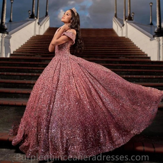 Sparkly Pink Quinceanera Dresses Princess Ball Gowns Simple Design Sweet 16 Birthday Dress Vestidos De 15 Quinceañera