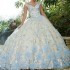 Strapless Ornate Floral Appliqued Quinceanera Dress 3D Tulle Flower Appliqued Ball Gown Cocktail Dresses Vestidos De Baile