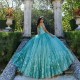 Sweet 16 Long Quinceanera Dresses Ball Gown Birthday Party Dress Applique Beading Detachable Train Gown Sweetheart de 15