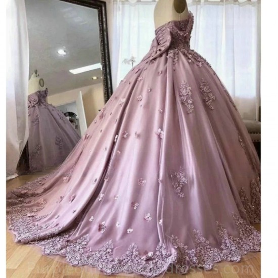 Sweetheart Beaded Appliques Bow Flowers Quinceanera Dress 2024 Ball Gown Floor Length Sweep Train Princess Party Dress