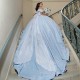 Sweetheart Blue Quinceanera Dresses Glitter Sequin Applique Ball Gown Sweet 16 Dress Sparkle 15 Birthday Party Prom Gown