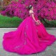 Sweetheart Fuchsia Quinceanera Dresses Mexican Lace 3D Flower Puffy Ball Gowns Off-Shoulder Applique Luxury Vestidos De